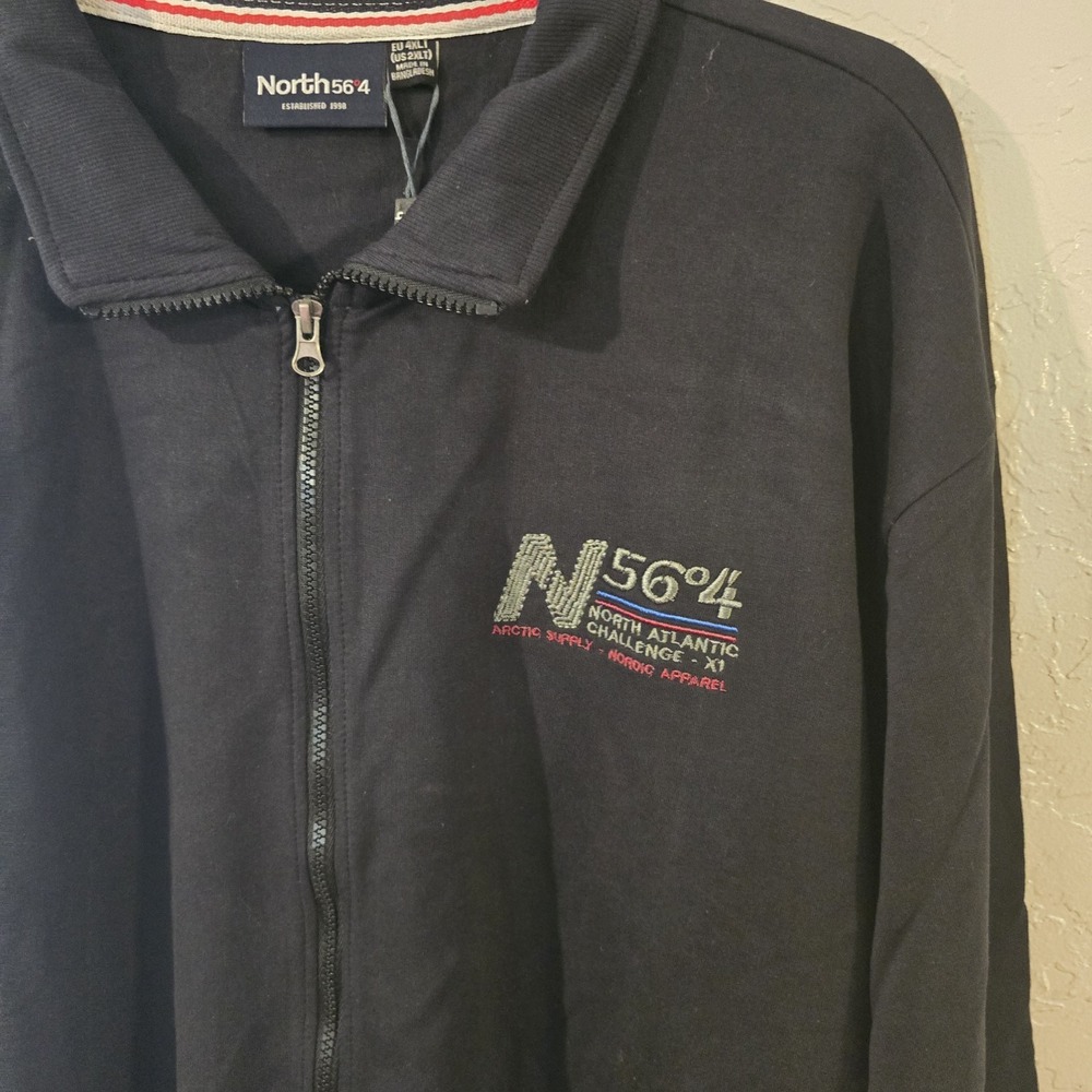 NEW Mens North 56º4 Black Full Zip LS Jersey Knit Sweatshirt Sz 3XLT - Picture 2 of 9